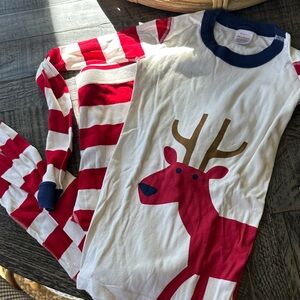 Red and White Reindeer Pajama Set. Hanna Andersson Christmas Jammie’s
